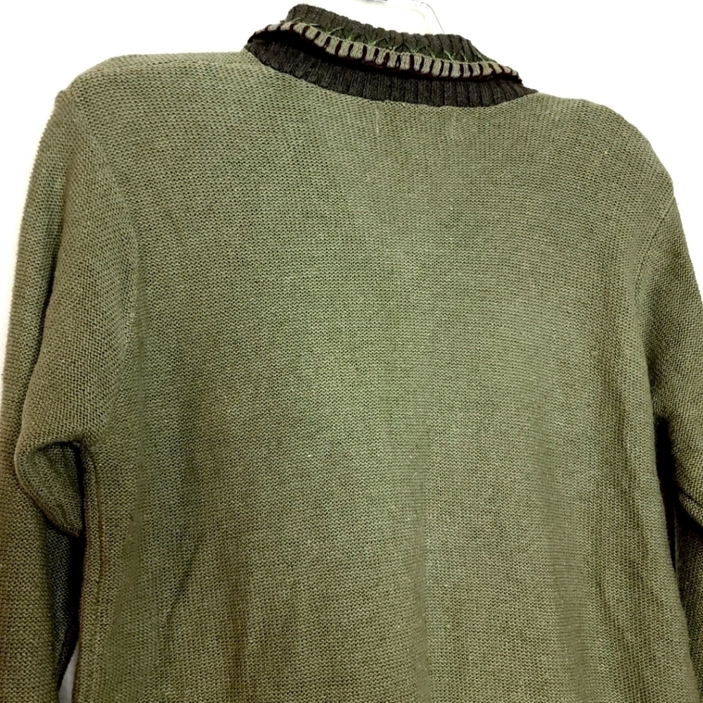 New Vintage Graver Studio Zipper Cardigan Embroidered Green Earth Zipper Sweater - Picture 15 of 16